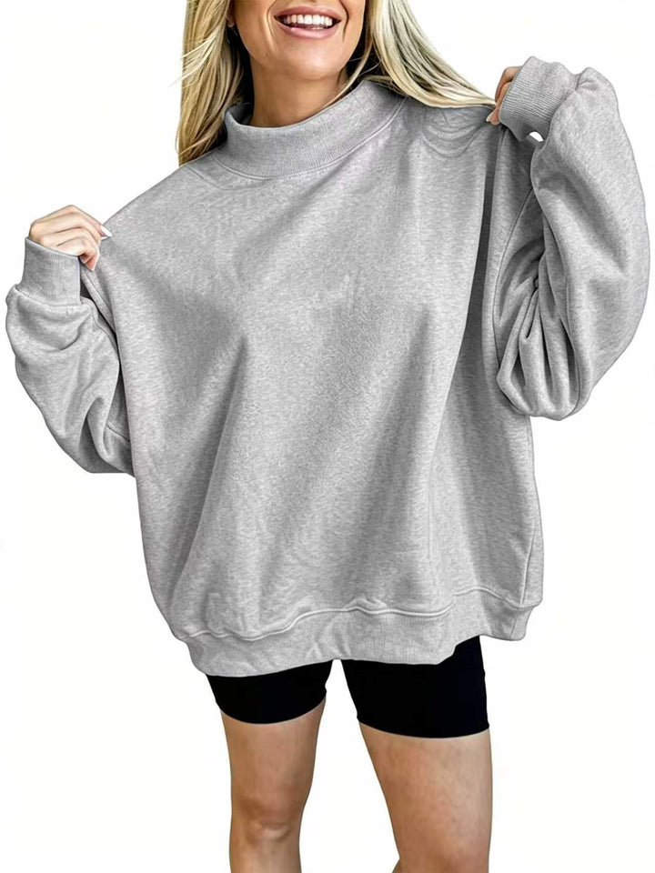 Damen Oversize Sweatshirt mit Stehkragen und Ballonärmeln Drune
