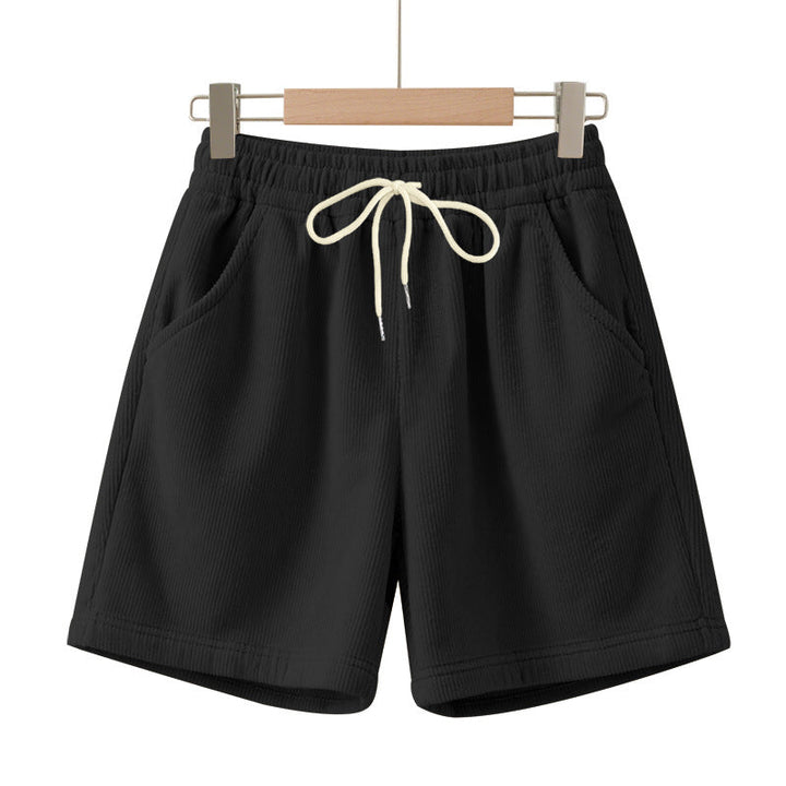 Herren nan gerippte Jersey-Shorts mit elastischem Bund, dekorativem Kordelzug und seitlichen Eingrifftaschen Drune