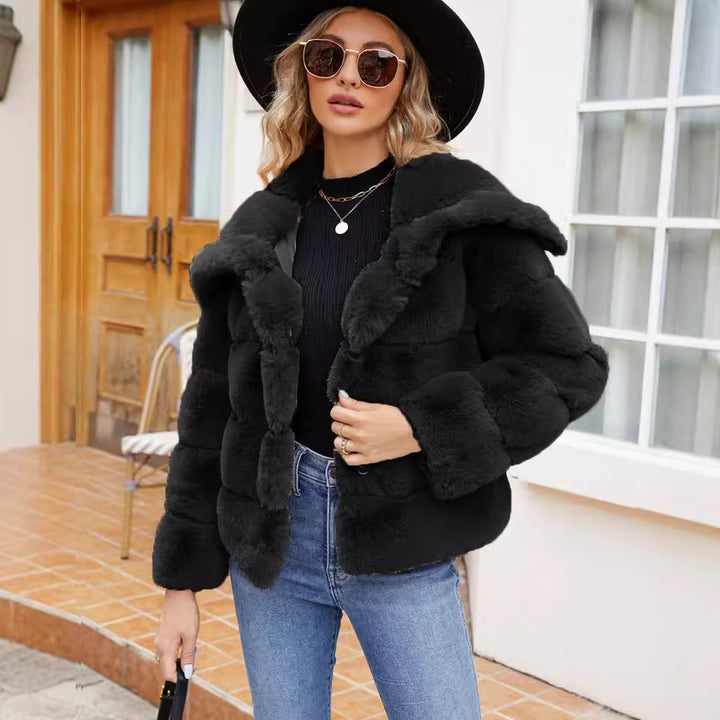 Damen Fleece-Puffjacke mit Kapuze Drune