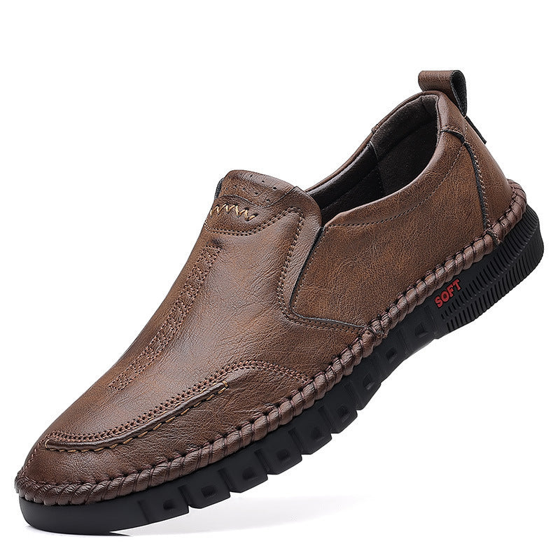 Herren Elegante Leder-Slipper mit geflochtener Sohleneinfassung und flexibler Soft-Profilsohle Drune