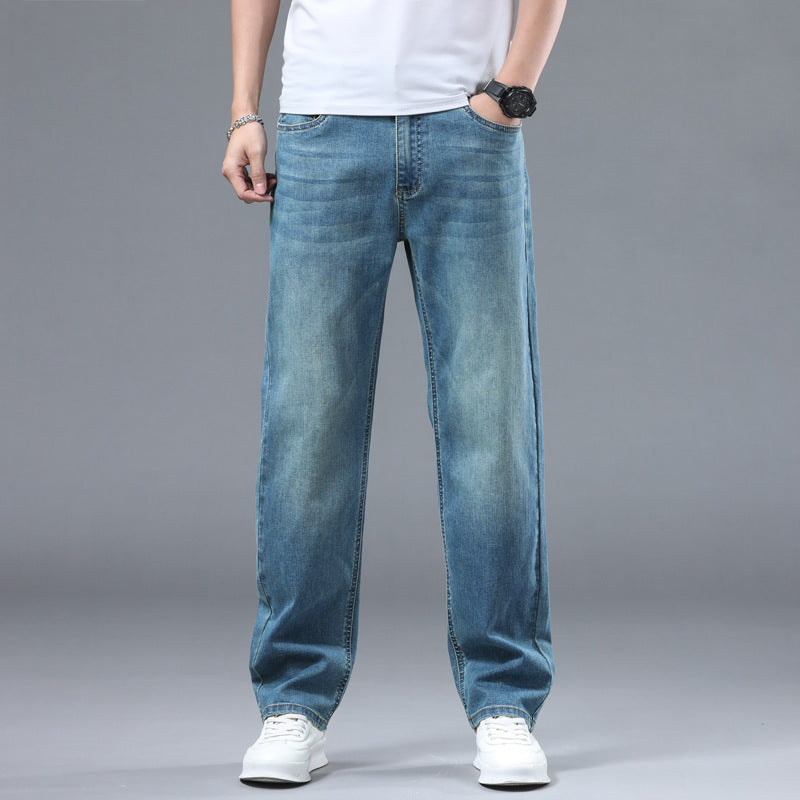 Herren Extraweite Denim-Baggy-Jeans mit geradem Bein & soften Waschungen Drune