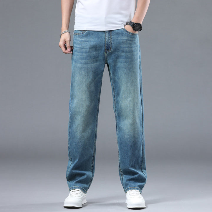 Herren Extraweite Denim-Baggy-Jeans mit geradem Bein & soften Waschungen Drune