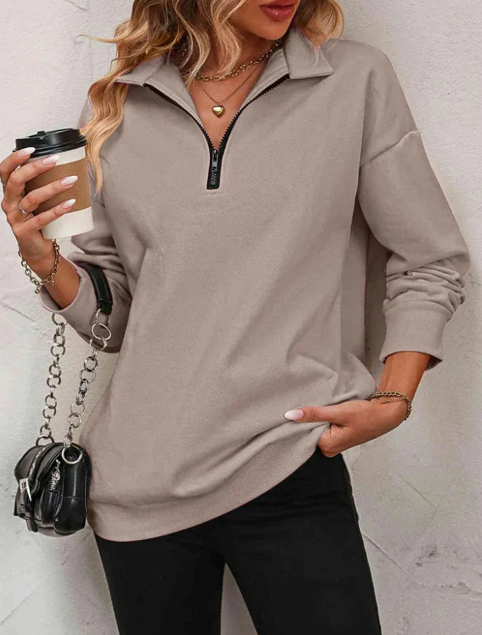 Damen Sweatshirt mit halbem Reißverschluss Drune