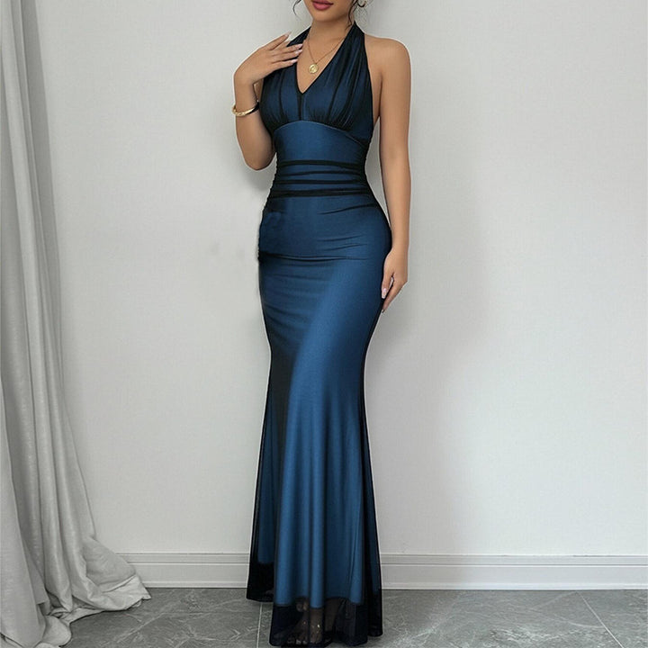 Damen Formschmeichelndes Abendkleid mit tiefem V-Ausschnitt und Raffung Drune