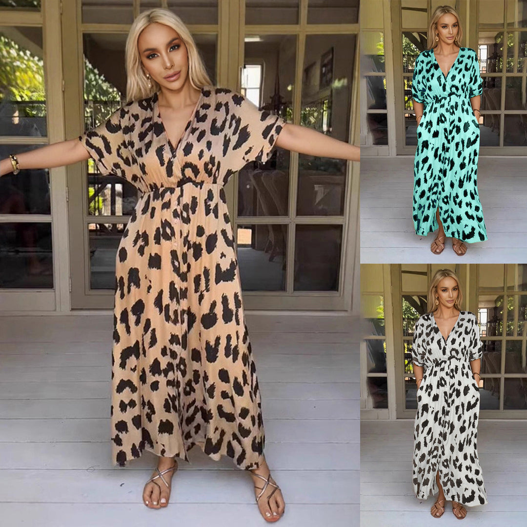 Drune | Leopard-Kleid Grenzüberschreitendes Leopardenmuster Kleid