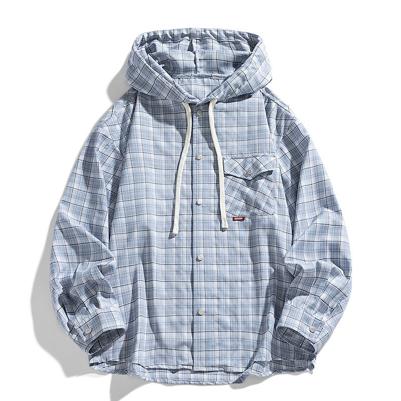 Herren Multifunktionale Kapuzenjacke aus Karo-Stoff Drune