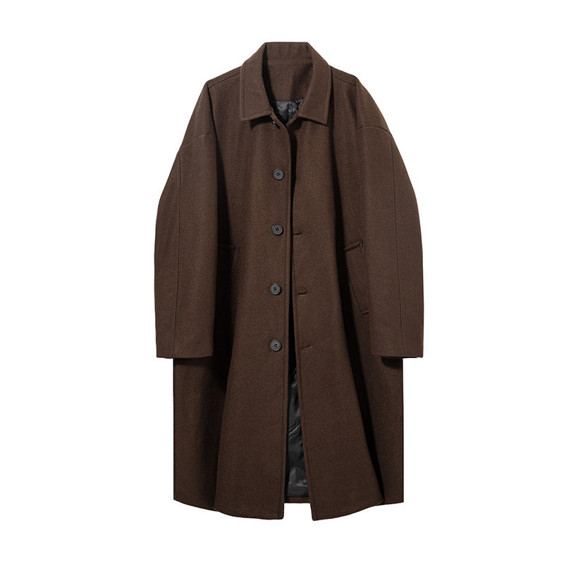Herren Oversize Wollmantel mit gesteppter Innenfütterung und klassischem Reverskragen Drune