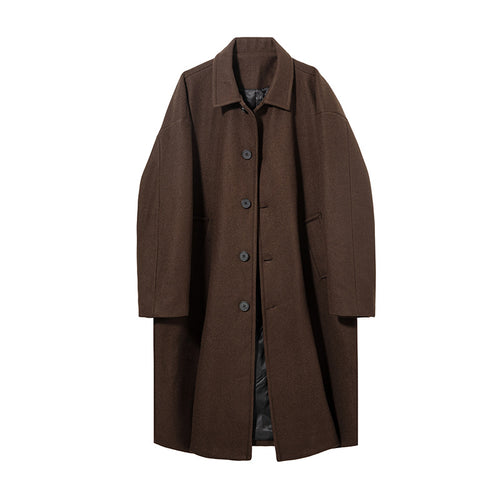 Herren Oversize Wollmantel mit gesteppter Innenfütterung und klassischem Reverskragen Drune