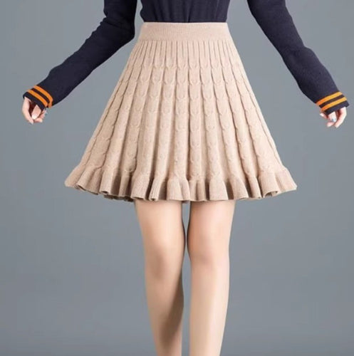 Damen Wellenmuster Midi-Rock aus Strick Drune