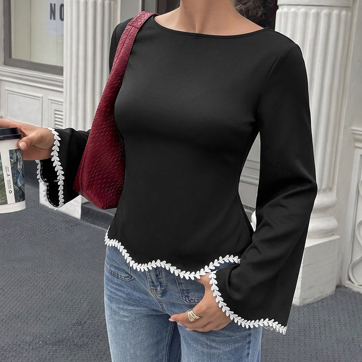 Damen Elegante Bluse mit Rüschenärmel Drune