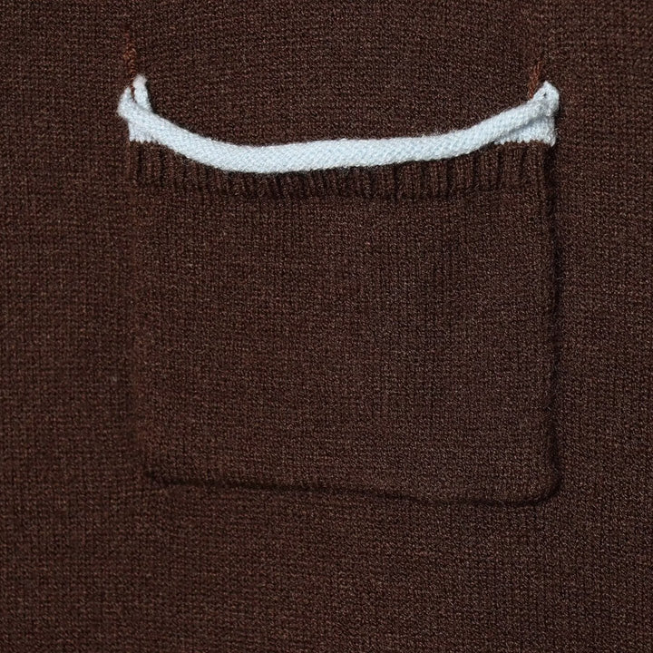 Damen Kurze Feinstrick-Cardigan mit Rundhals, Brusttasche und Rippbündchen Drune