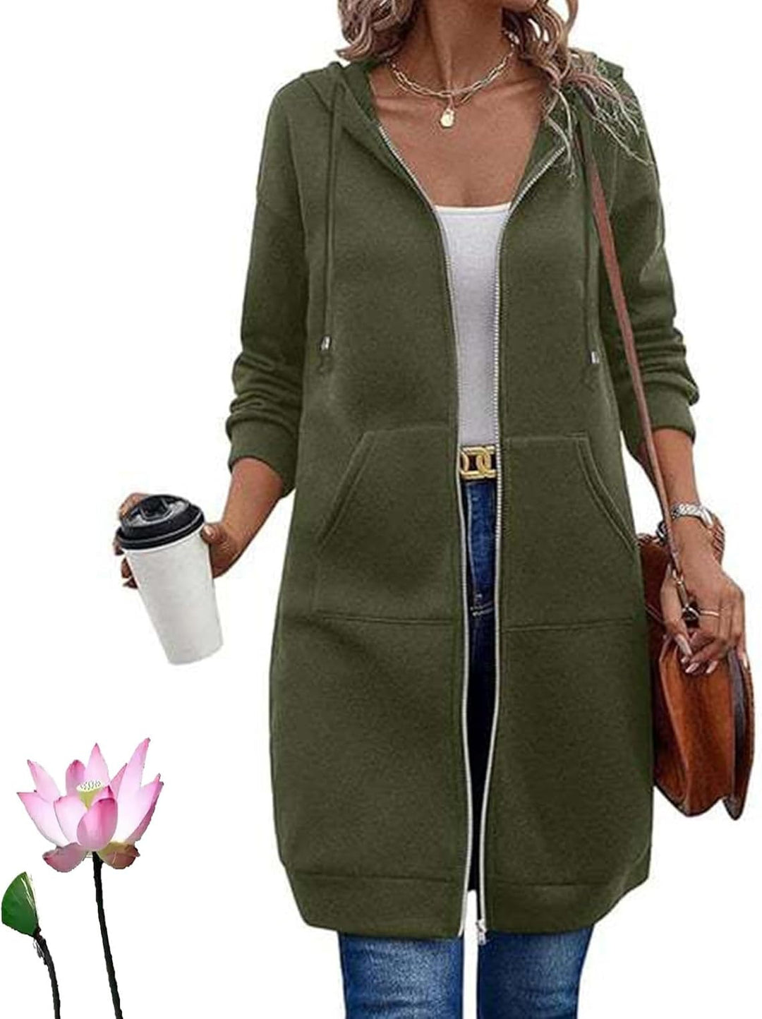 Damen Lässige Langarm Hoodie-Jacke