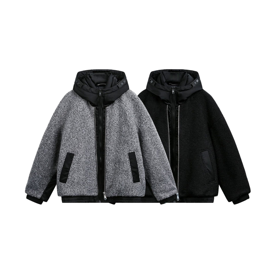 Damen Oversize Wollmix Bomberjacke mit gesteppter Kapuze Drune