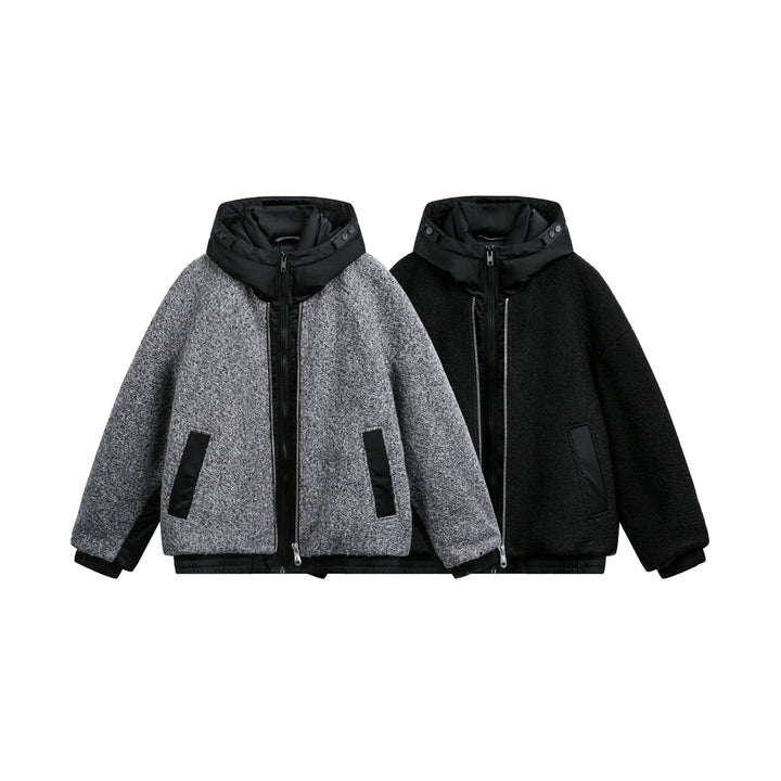 Damen Oversize Wollmix Bomberjacke mit gesteppter Kapuze Drune
