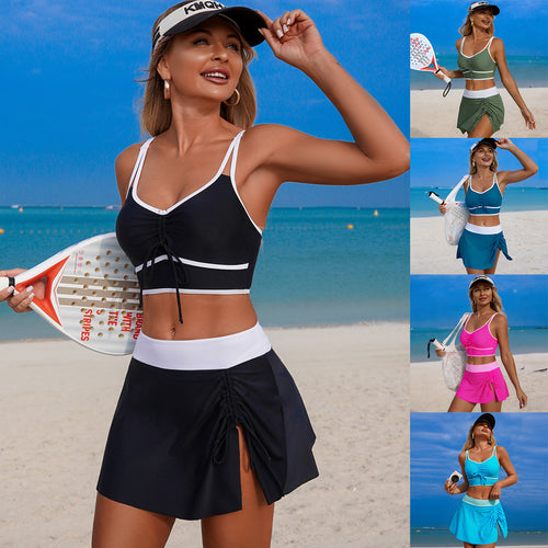 Damen Sportliches Badeoutfit mit asymmetrischem Rock Drune