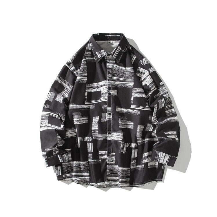 Herren Oversize Hemd mit grafischem Blockprint Drune