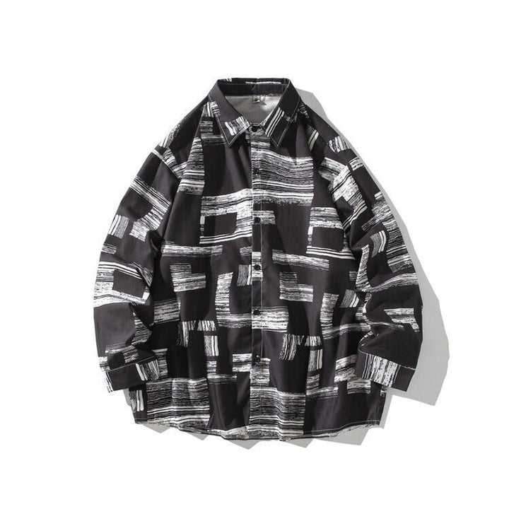 Herren Oversize Hemd mit grafischem Blockprint Drune