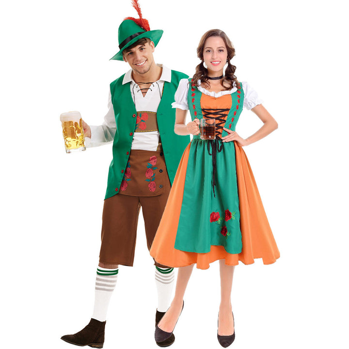 Damen nan traditionelles Dirndlkleid mit Schürze und geschnürtem Mieder Drune