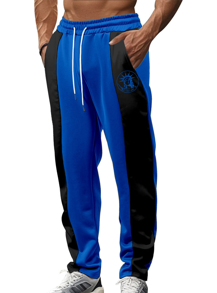 Herren nan sportive Trackpants mit seitlichen Kontrastbahnen elastischem Bund Kordelzug und Hirschstickerei Drune