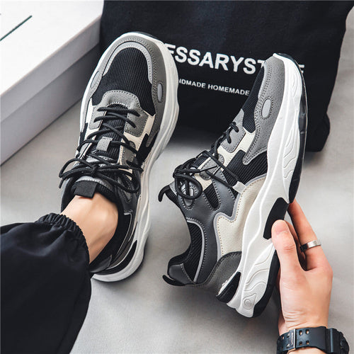 Damen Modische Chunky Sneakers mit atmungsaktiver Oberflächenstruktur und stoßdämpfender Sohle Drune