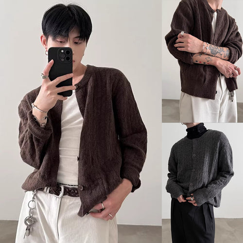 Herren Gemütlicher Strickjacke mit Knopfleiste Drune