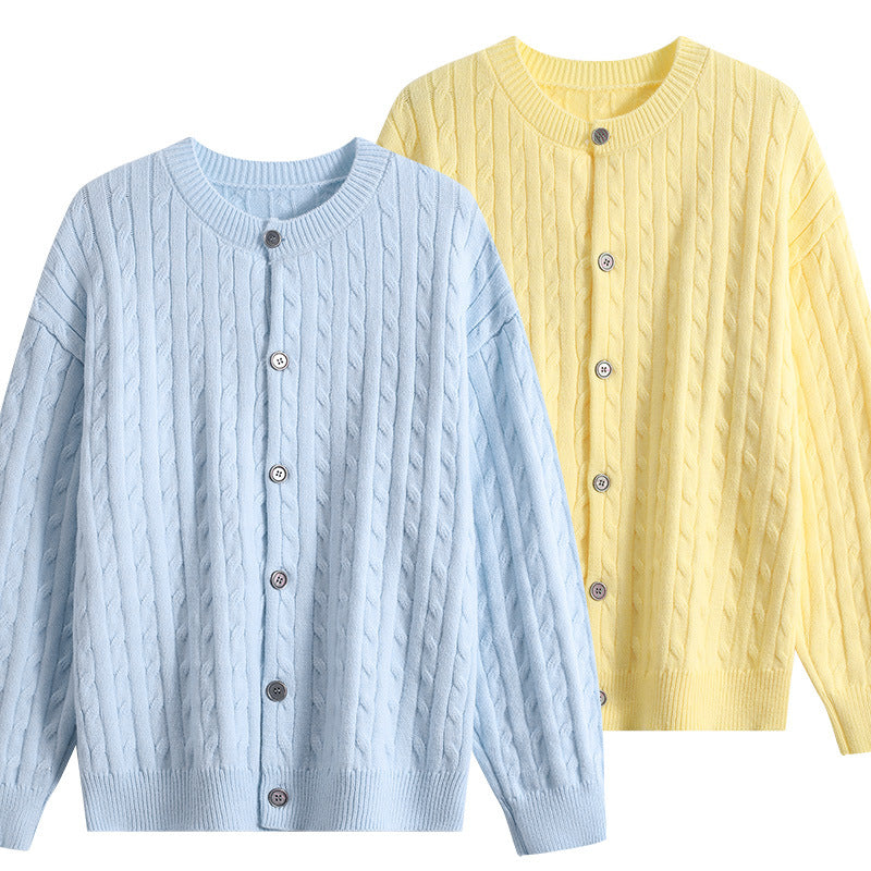 Damen Grobstrick-Cardigan mit Zopfmuster, Rundhalsausschnitt & durchgehender Knopfleiste Drune