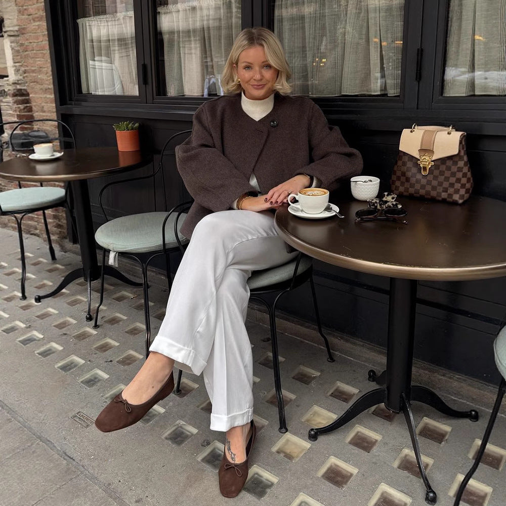 Damen Oversized Wolljacke mit edlen Knopfdetails Drune