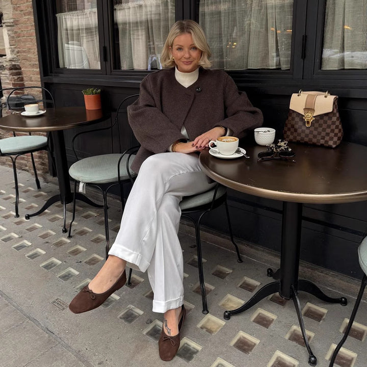 Damen Oversized Wolljacke mit edlen Knopfdetails Drune