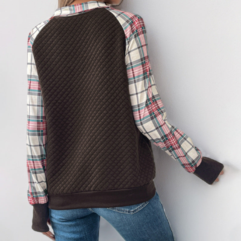 Damen Sportlicher Pullover mit Karomuster Drune