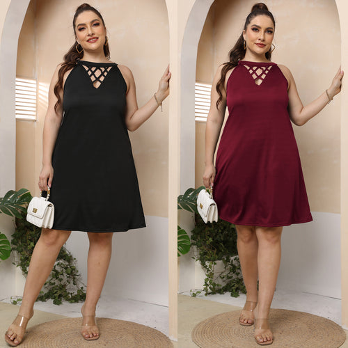 Damen Freizeitkleid mit modischem Ausschnitt Drune