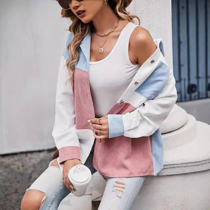 Damen Cordjacke mit Farbblockdesign Drune