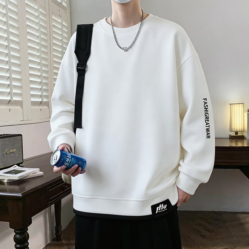 Herren Oversize‑Sweatshirt mit kontrastierenden Ärmeln, Rundhalsausschnitt & Labelpatch Drune