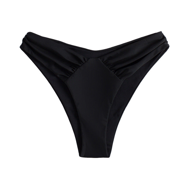 Damen Hochgeschnittene Bikinihose mit Raffung Drune