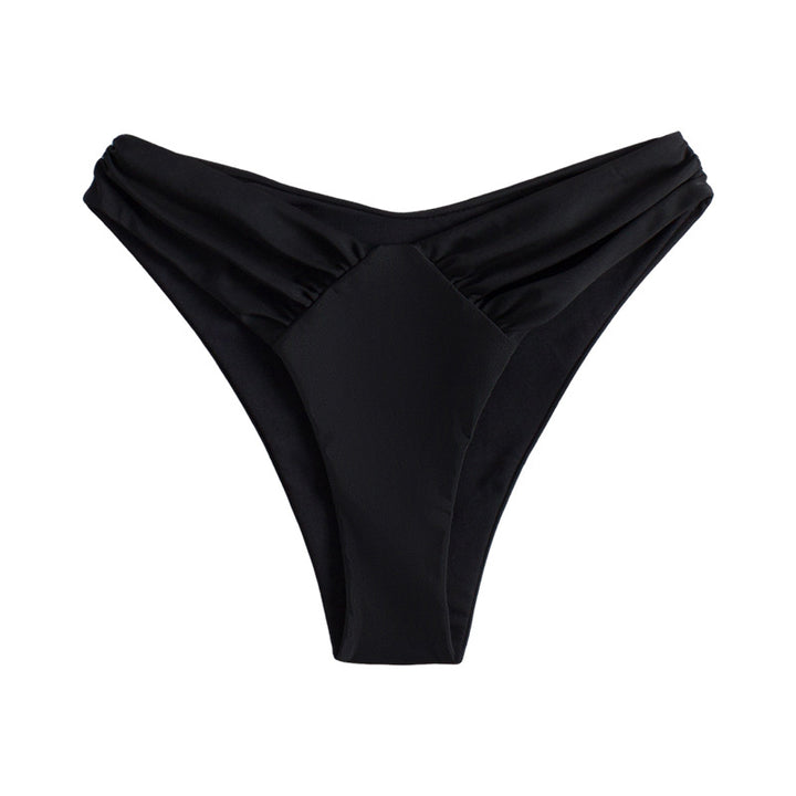 Damen Hochgeschnittene Bikinihose mit Raffung Drune