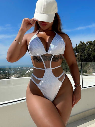 Damen Cut-Out Triangel-Bikini-Set mit transparenten Einsätzen Drune
