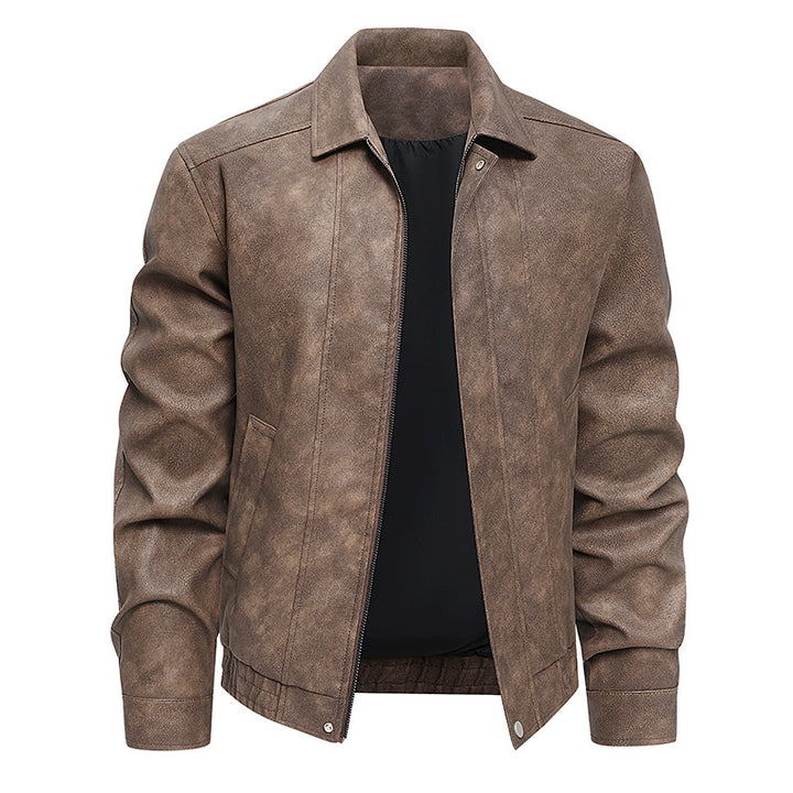 Herren  distressed Faux-Suede Zip-Front Kragenjacke mit elastischem Saum Drune