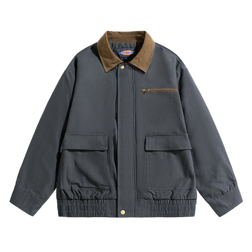 Herren Oversize-Utility-Fieldjacke mit Cordkragen, elastischem Saum & Pattentaschen Drune