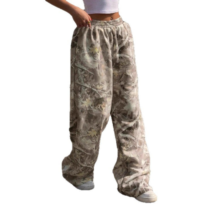 Damen nan weite Palazzo-Hose mit floralem Alloverprint und elastischem Bund Drune