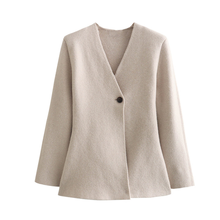 Damen Taillierter Peplum-Blazer-Mantel mit figurformender Silhouette und Ein-Knopf-Verschluss Drune