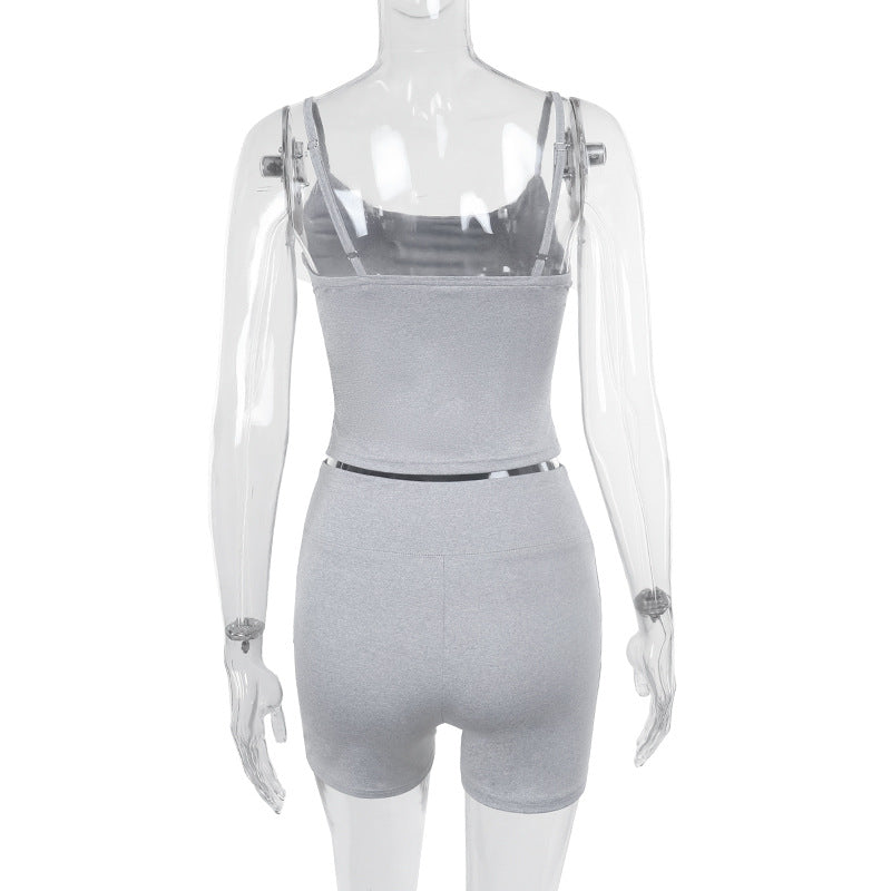 Damen sportliches Crop-Top und Shorts-Set Drune