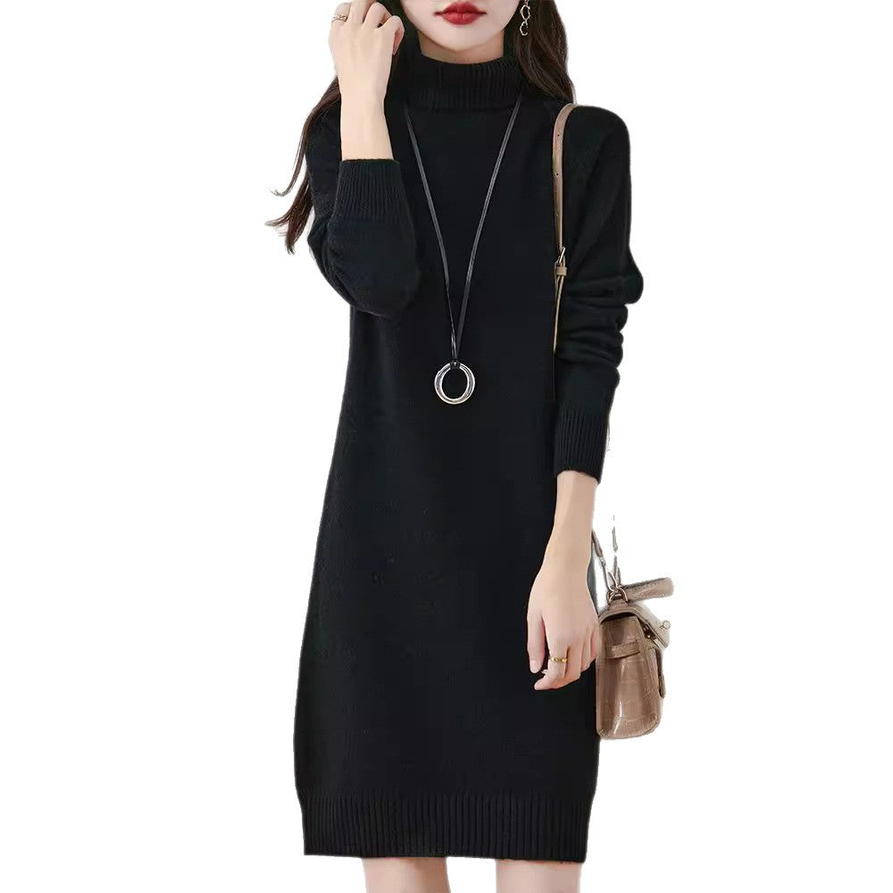 Damen Strickkleid mit hohem Kragen und weichem Material Drune