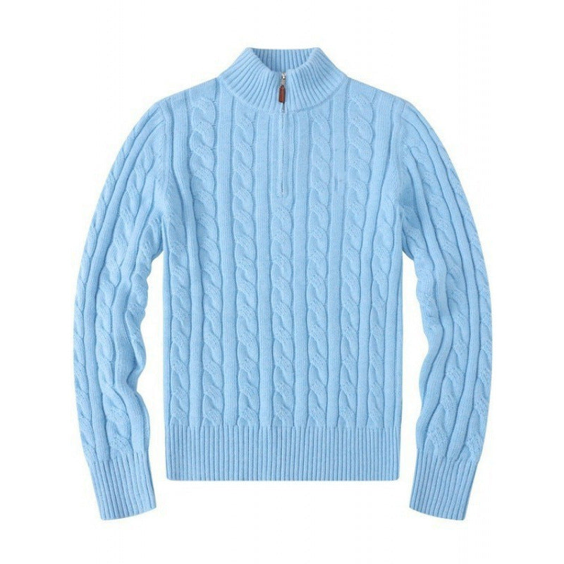 Herren Kabelstrickpullover mit Halbzip und Stehkragen aus weicher Kaschmirmischung Drune