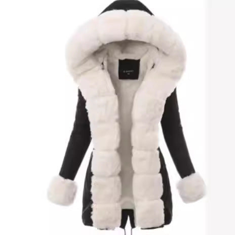 Damen Fleecejacke mit luxuriösem Kunstpelzkragen Drune