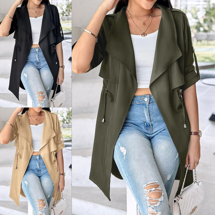 Damen Modische Trenchjacke mit lässigem Schnitt und praktischen Taschen Drune