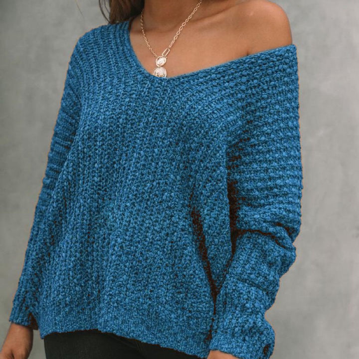 Damen Lockerer Bouclé‑Strickpullover mit überschnittener Schulter Drune