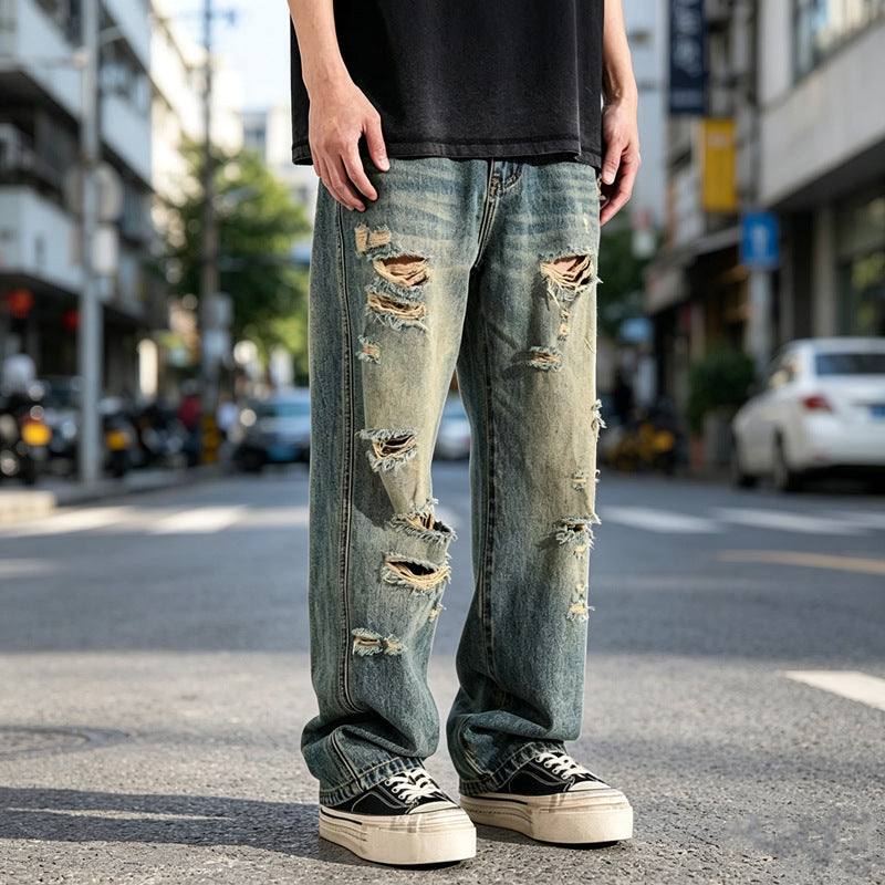 Herren Destroyed Jeans Drune