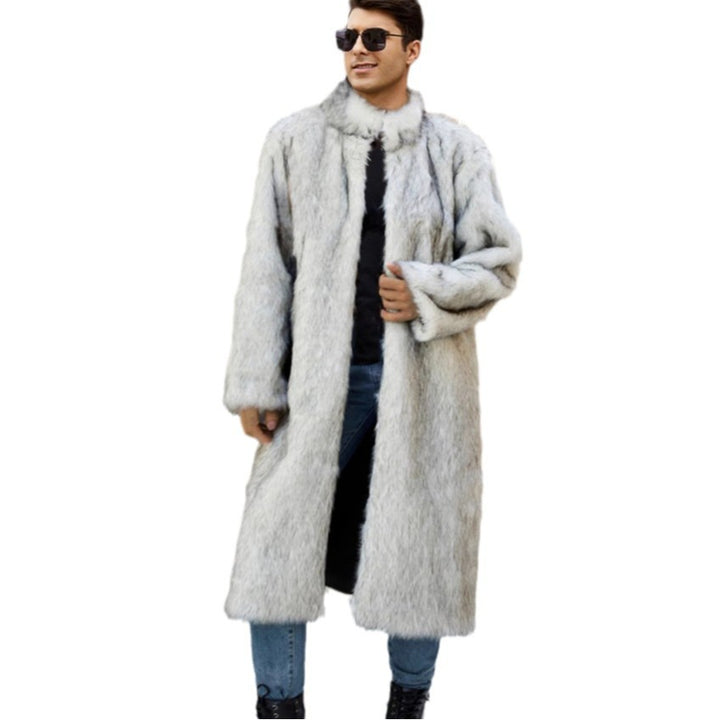 Herren Luxuriöser Kunstpelz-Mantel mit voluminösen Ärmeln Drune