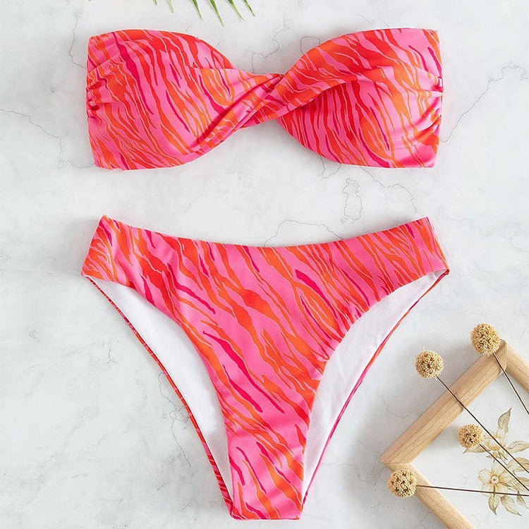 Damen Bandeau-Bikini mit modernem Leopardenmuster Drune