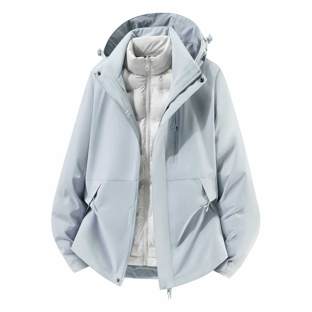 Herren Wasserfeste dreiteilige Winterjacke mit abnehmbarer Daunen-Innenjacke und Kapuze Drune