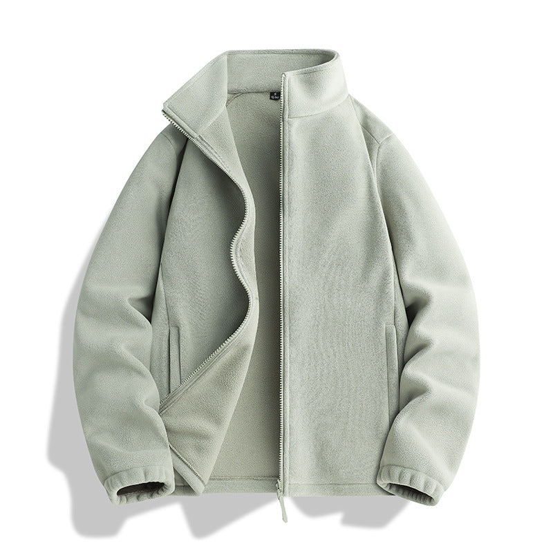 Unisex Fleecejacke mit Stehkragen, durchgehendem Reißverschluss und elastischen Bündchen Drune